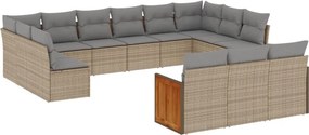 vidaXL 13 részes bézs polyrattan kerti ülőgarnitúra párnákkal