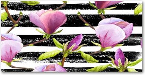 Fotó kép edzett üveg Magnólia csíkok 140x70