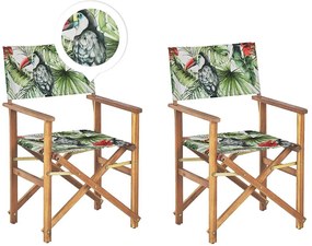 Világosbarna kerti szék kétdarabos szettben szürke/tukánmintás huzattal CINE Beliani