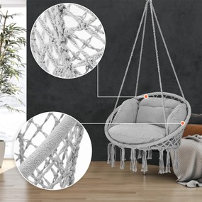 Detex BOHO függőszék párnával, Ø61cm, világosszürke