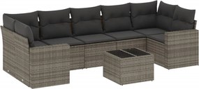 vidaXL 8 részes szürke polyrattan kerti ülőgarnitúra párnákkal