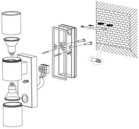 Eglo 32899-LED Kültéri fali lámpa érzékelővel RIGA 5 2xGU10/3W/230V IP44
