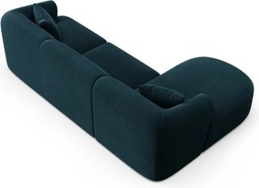 Petróleum színű bársony sarokkanapé (bal oldali-heverő résszel) Campi – Cosmopolitan Design