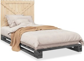 vidaXL szürke tömör fenyőfa ágykeret fejtámlával 100 x 200 cm