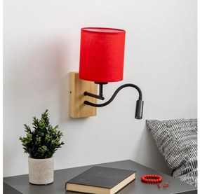 Brilagi - LED Fali lámpa NUBILA WOOD 1xE27/25W/230V + LED/3W tölgy/piros