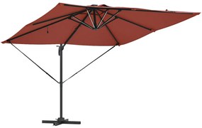Roma Cantilever Napernyő LED lámpákkal, terrakotta - 286 x 285 x 270 cm, alumínium.