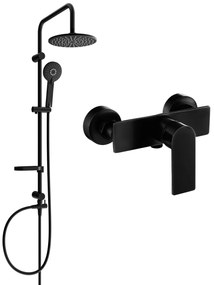 Mexen Carl zuhanygarnitúra esőzuhannyal és Alfa zuhanycsappal, fekete, 745740240-70