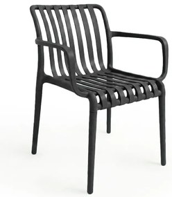 Műanyag szék TREGO karfákkal, antracit színű