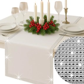 Ezüst futófelület Fehér Glamour Elegáns Ezüst Strasszok 40x160 karácsonyi