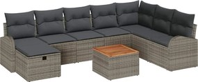 vidaXL Kerti Kanapé Szett párnával tárolóval 9 pcs Szürke polirattan