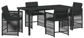 vidaXL Kert étkező szett 5 pcs Fekete polirattan