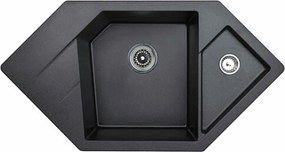 Diamond Metalac 190590 Sarok Mosogatótálca - Design, Szemcsés Fekete