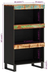 tömör újrahasznosított fa tálalószekrény 60 x 33 x 107 cm