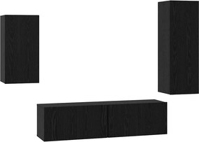 vidaXL TV szekrény garnitúra 4 pcs Fekete tölgy Faanyag