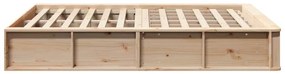 Ágykeret tárolóval Barna 135 x 190 cm Tömör fenyőfa