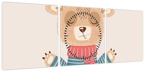 Kép - Bézs mackó koronával (órával) (90x30 cm)
