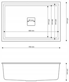 Gamma Decor 7050, 1 rekeszes gránit mosogató 700x470x220 mm, fehér, GMA-ZLE000107