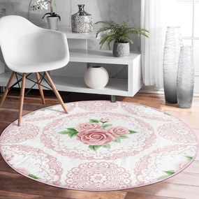 Világos rózsaszín mosható-robotporszívóval tisztítható kerek szőnyeg ø 120 cm Comfort – Mila Home