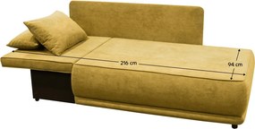 Kihúzható kanapé, mustárszínű, balos, LIAMI