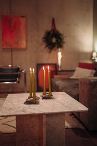 Négyzet alakú gyertya, dizájner gyertyatartó - ezüst, 4 darabos szett - Höfats