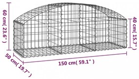 íves horganyzott vas gabion kosár 150x50x40/60 cm