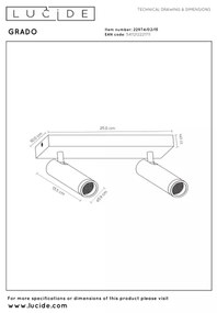 Lucide 22974/02/15 - GRADO spotlámpa 2xGU10/8W/230V fekete/barna