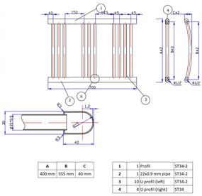 Fehér 400x700mm törölközőszárítós fürdőszobai radiátor Welland Lux | Készletről | Gyors kiszállítással