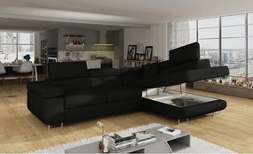 Fekete kinyitható-tárolóhelyes sarokkanapé (jobb oldali-L alakú) Anton – ELTAP