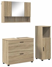 Fürdőszoba bútor szett 3 pcs sonoma tölgy 76.5 x 35 x 64 cm