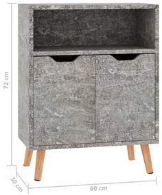 betonszürke szerelt fa tálalószekrény 60 x 30 x 72 cm