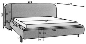 Okkersárga kárpitozott ágyneműtartós franciaágy ágyráccsal 160x200 cm Pointt – ELTAP