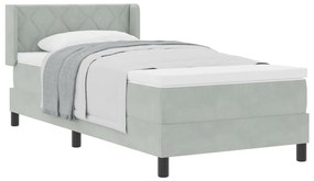 Boxspring Ágy Mattal Világosszürke 90x190 cm Bársony