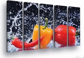 Vászonkép 150x100 Frissesség víz fröccs chili paprika dinamika energia színek