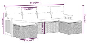 6 részes vegyes bézs polyrattan kerti ülőgarnitúra párnákkal