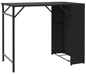 5 részes fekete polyrattan összecsukható kerti étkezőgarnitúra