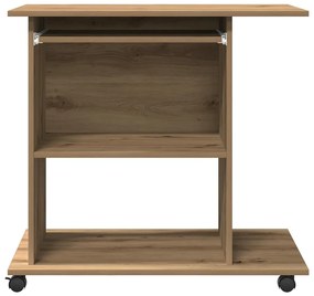 kézműves tölgy színű szerelt fa számítógépasztal 80 x 50 x 75cm