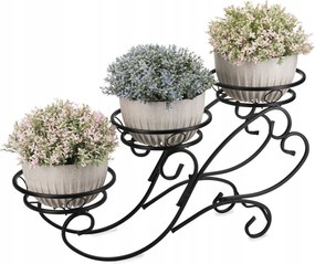 Tömör fém fekete virágágyás három virágcserép loft virágtartó állvány