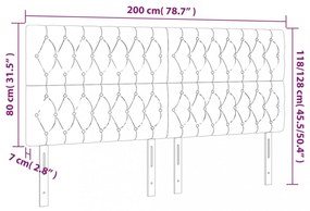 kék szövet LED-es fejtámla 200x7x118/128 cm