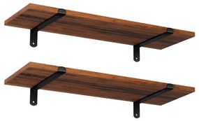 2 darabos SHELFY fali polcszett, barna/fekete