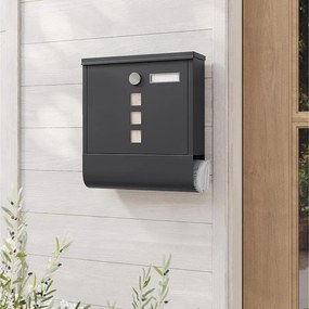Modern Postaláda újságtartóval- fekete