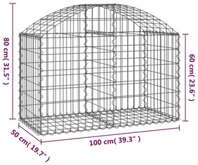 íves horganyzott vas gabion kosár 100x50x60/80 cm