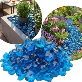 Üveg Kavics Kerti Kő Virágcseréphez Dekorációs Égszínkék 3-5cm 5kg