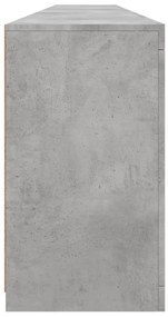 betonszürke tálalószekrény LED-világítással 283x37x67 cm
