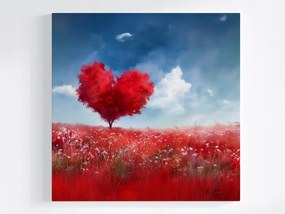 Canvas Vászonkép Piros Szív Fa Szerelem Romantika 40x40