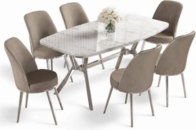 Lena étkezőgarnitúra, fehér márvány-króm, 160 cm – TR240CHR2887