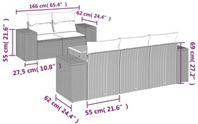 6 részes szürke polyrattan kerti ülőgarnitúra párnákkal