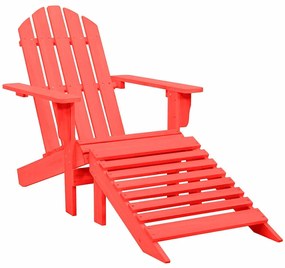 Piros tömör fenyőfa kerti Adirondack szék zsámollyal
