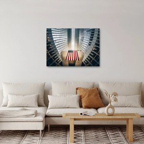 Építkezés az USA zászlóval képe (70x50 cm)