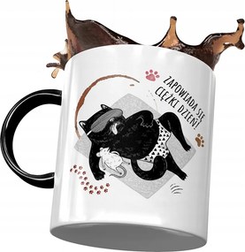 Fekete Bögre Cicával Cuki Ajándék Nyomtatott Fotóval