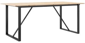 tömör fenyőfa és öntöttvas étkezőasztal O-vázzal 180x90x75 cm
